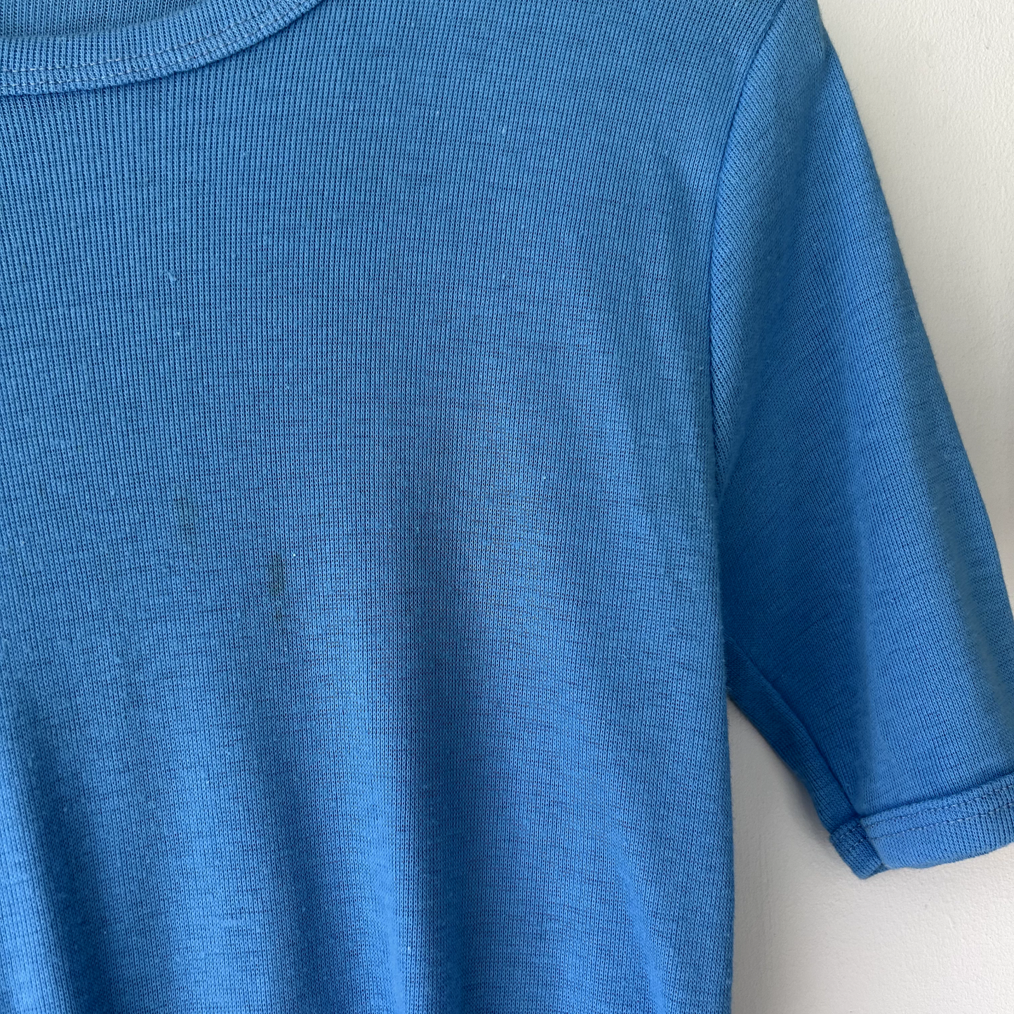 Vintage 1970s Champion Blue Bar Blank Ringer T-Shirt sz XS-S Made In USA