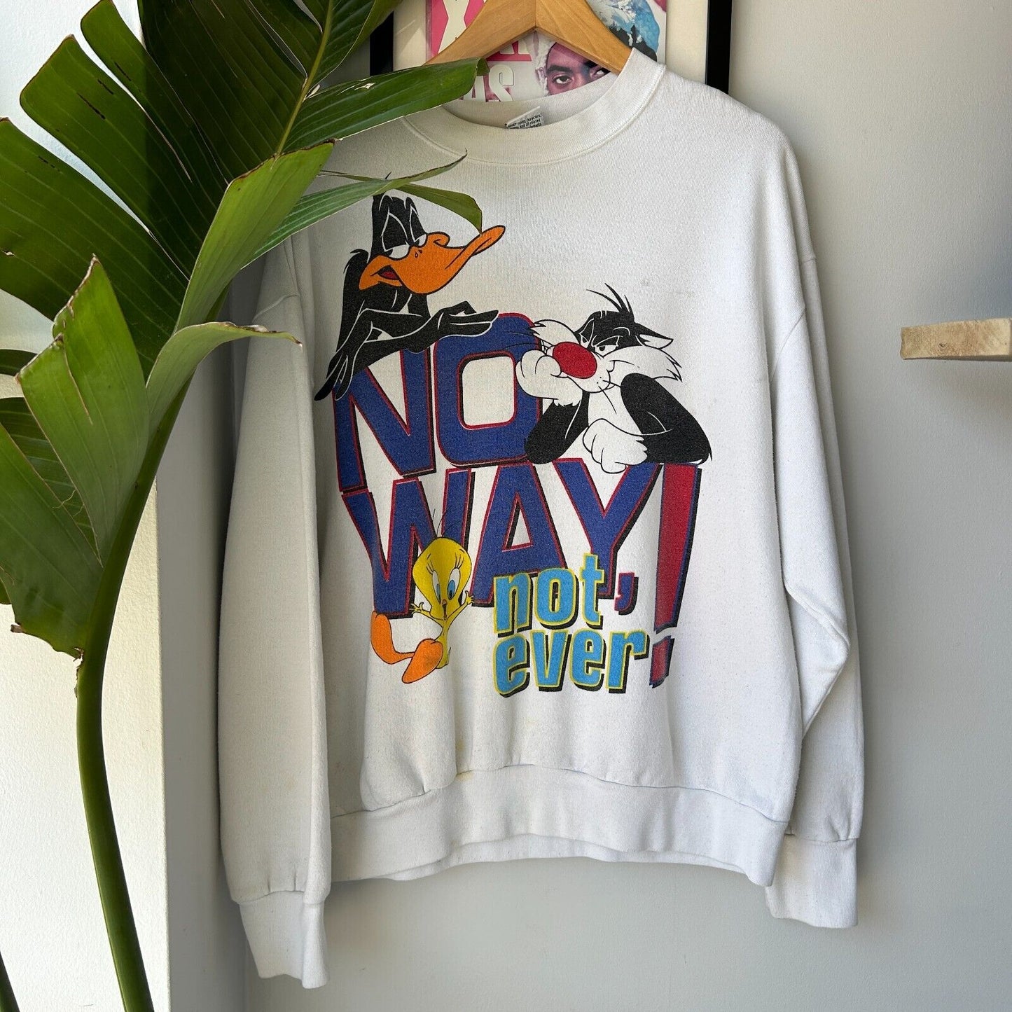 VINTAGE 90s | Looney Tunes No Way Not Ever Cartoon Crewneck Sweater sz M