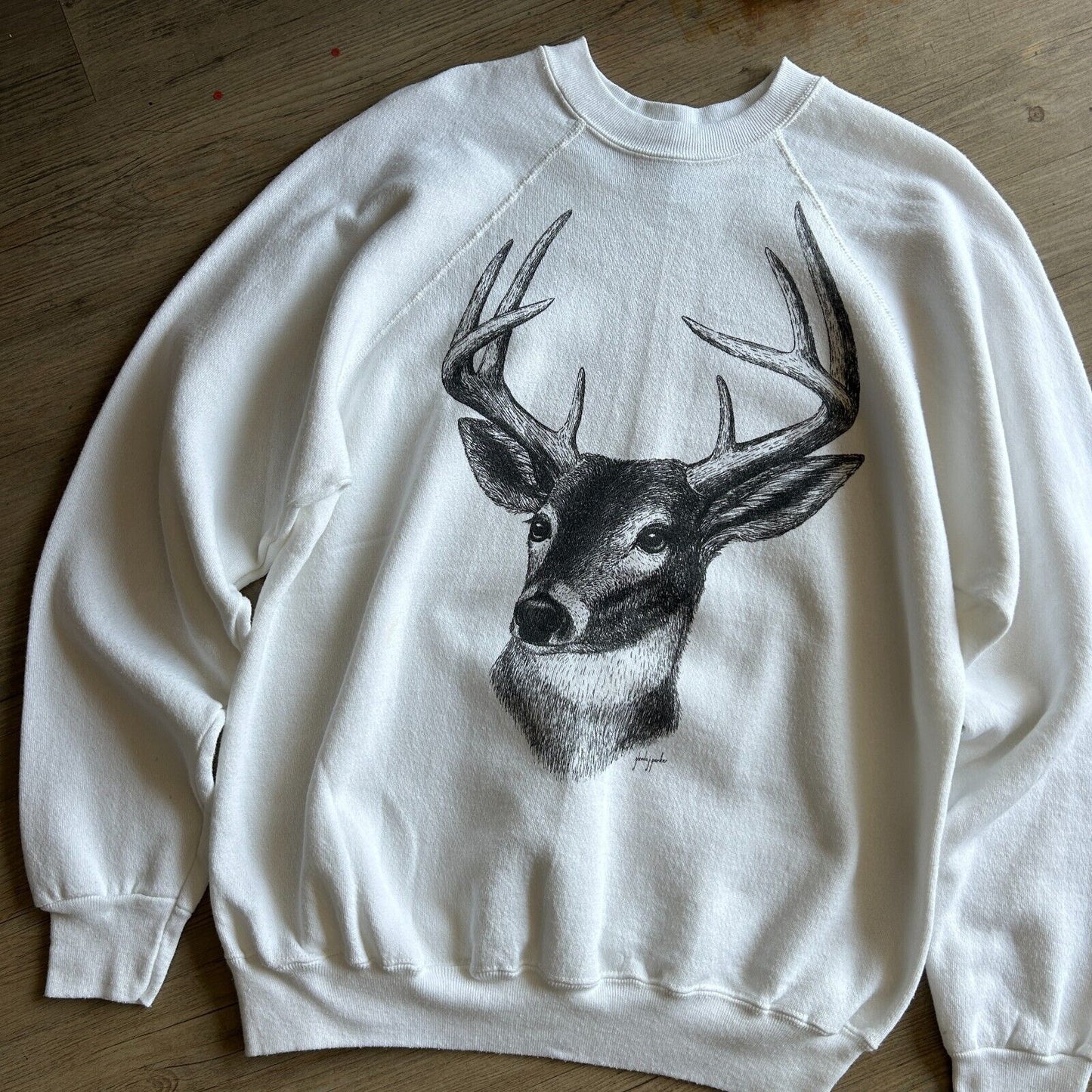 VINTAGE 80s | Deer Animal Artwork Print Crew Sweater sz L