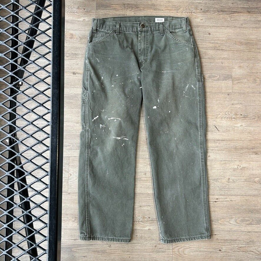 VINTAGE | Dickies Faded Paint Splatter Sage Workwear Pants sz W34 L30