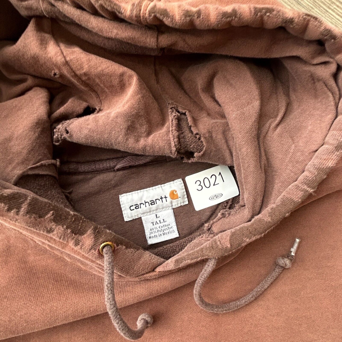 VINTAGE | Carhartt Sun Faded Thrashed Brown Hoodie Sweater sz L