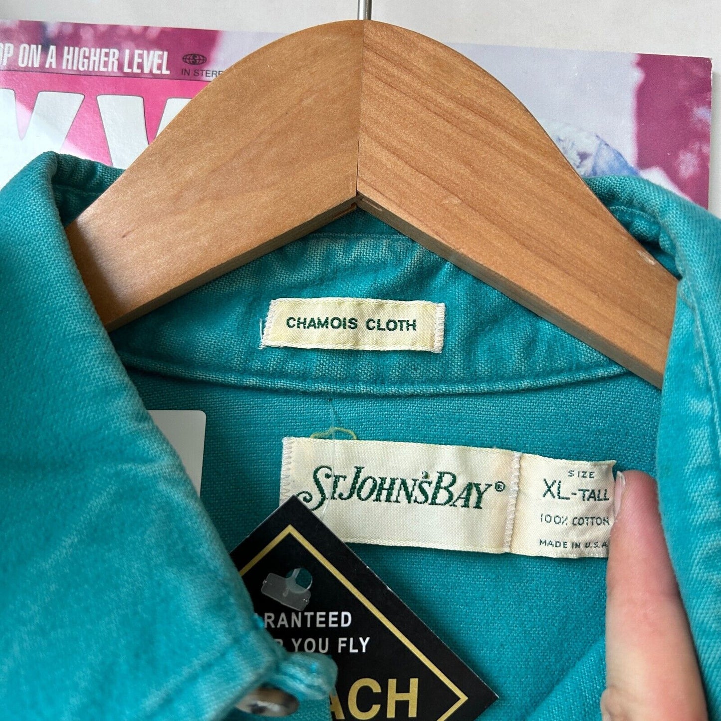 VINTAGE 90s | St Johns Bay Teal Chamois Cloth Button Down Shirt sz XL Tall Adult