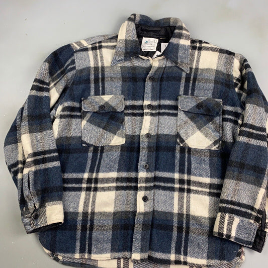 VINTAGE 90s K-Mart Plaid Flannel Lined Button Up Shirt sz Large Adult