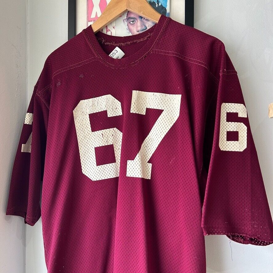 VINTAGE | Thrashed Maroon 67 Football Jersey sz M