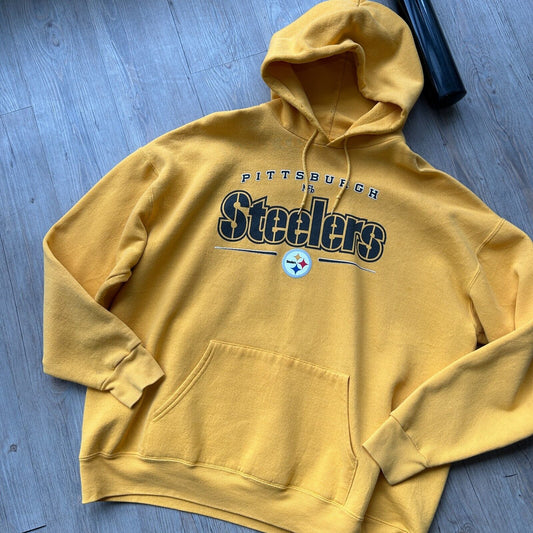 VINTAGE | Pittsburgh Steelers NFL Yellow Hoodie Sweater sz XXL Adult