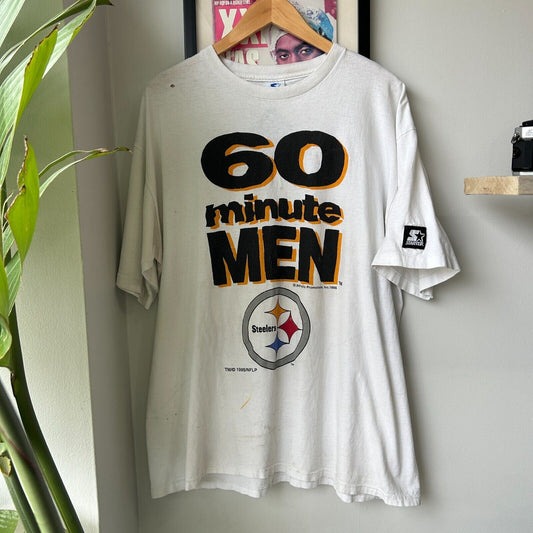 VINTAGE 90s | 60 MIN MEN Pittsburgh Steelers STARTER T-Shirt sz XL Adult