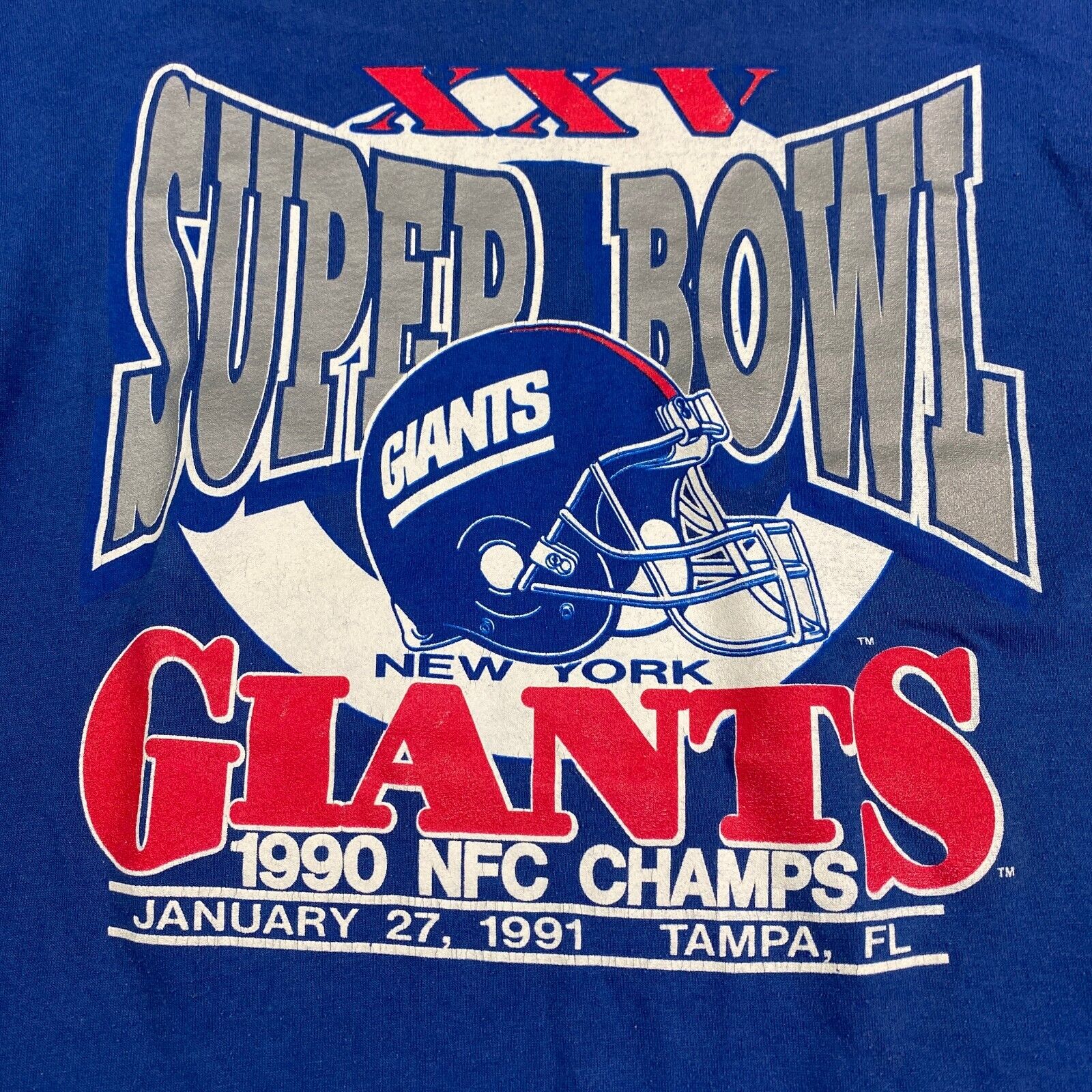 VINTAGE 1990 Super Bowl XXV New York Giants T-Shirt sz