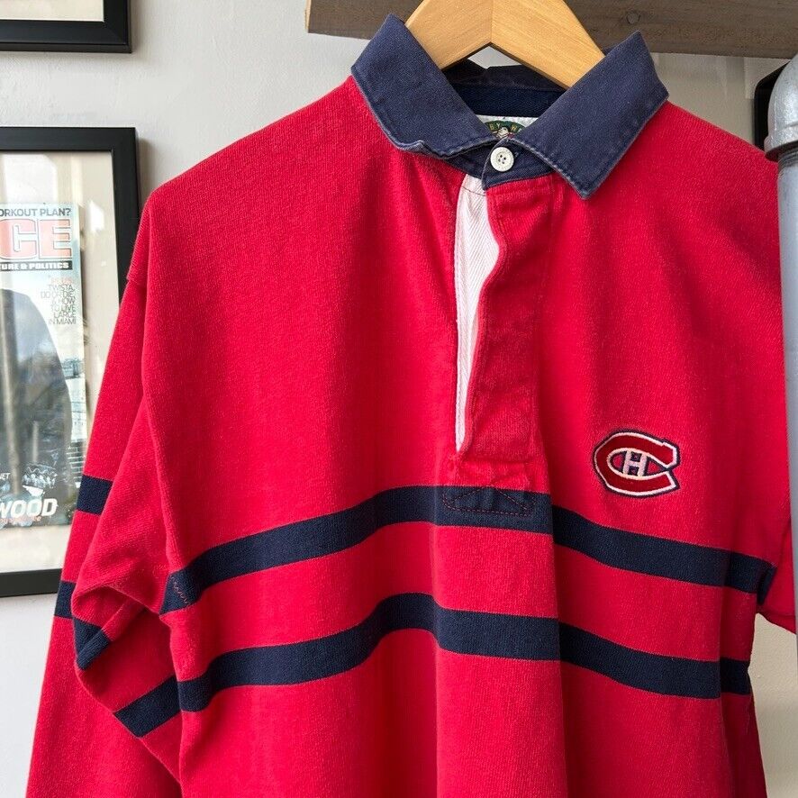 VINTAGE 90s | Montreal Canadians NHL Barbarian Rugby Polo Shirt sz L