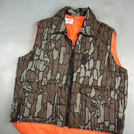 VINTAGE 90s Winchester TreeBark Camo Reversible Vest Jacket sz Medium Adult