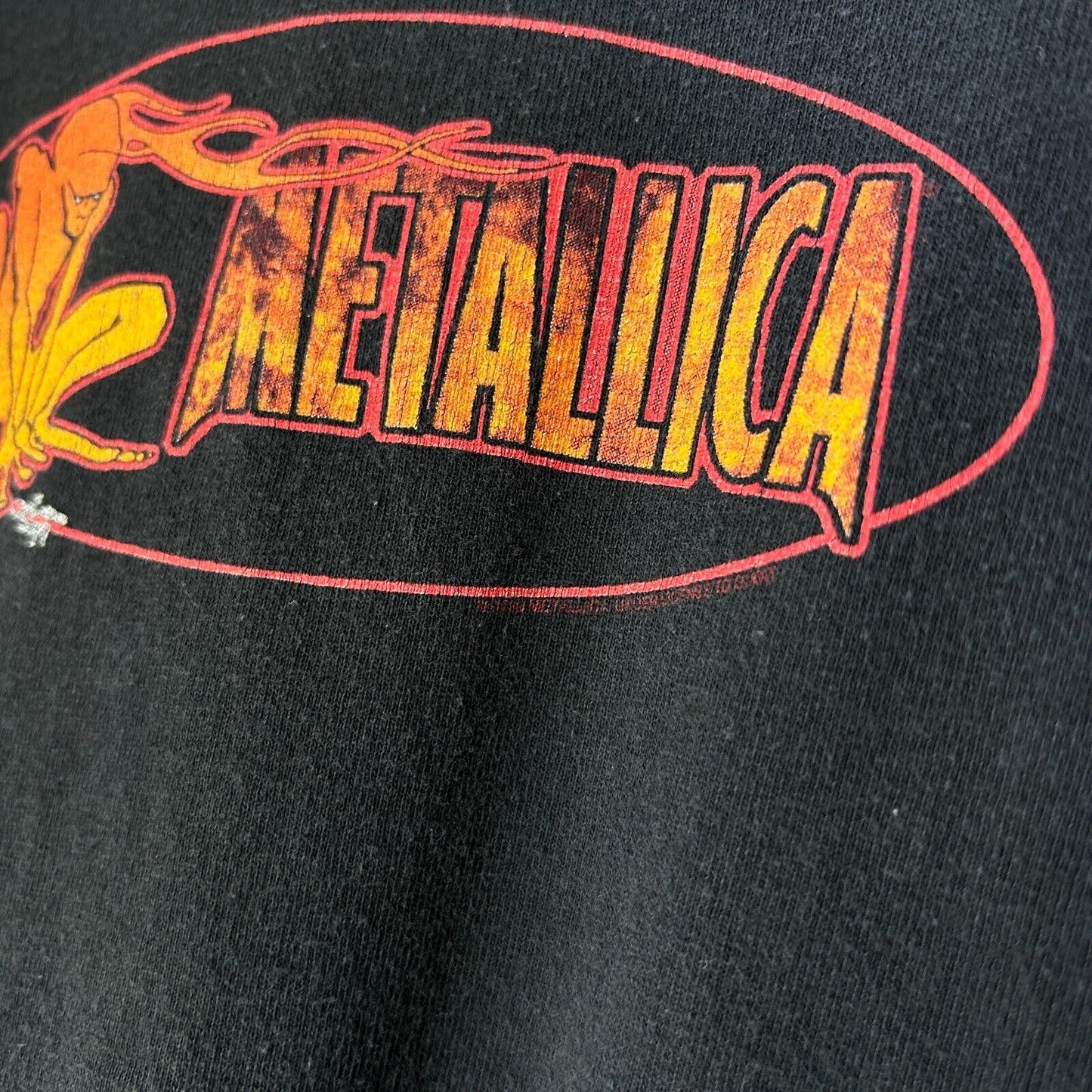 VINTAGE 90s | Metallica Squindo Flame Art Band Long Sleeve T-Shirt sz L