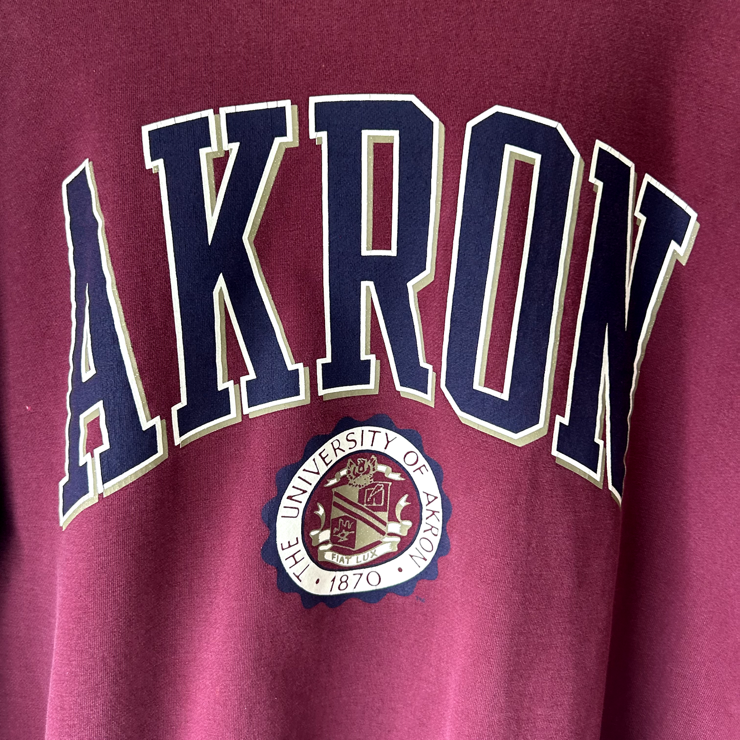 VINTAGE 1990s | University Of Akron Graphic Crewneck Sweater Size L