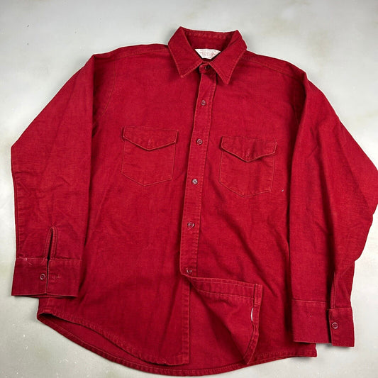 VINTAGE 90s Frostproof Red Chamois Cloth Button Up Shirt sz Large Adult