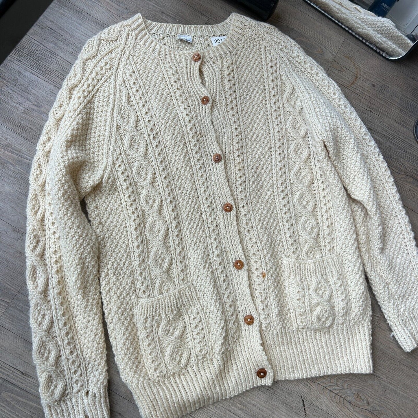 VINTAGE | New Zealand Cream Cardigan Cable Knit Sweater sz L-XL