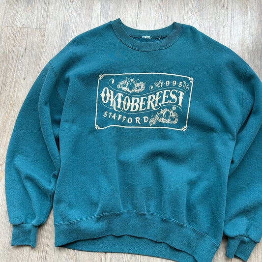 VINTAGE | Oktoberfest Stafford Teal Green Crewneck Sweater sz XL Adult