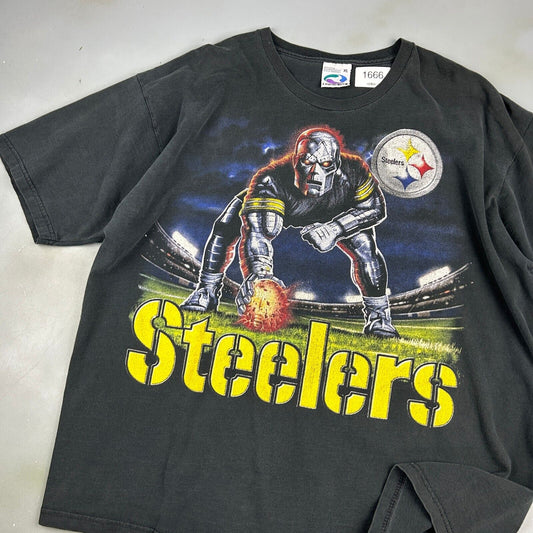 VINTAGE | NFL Pittsburgh Steelers Football Liquid Blue T-Shirt sz XL Adult