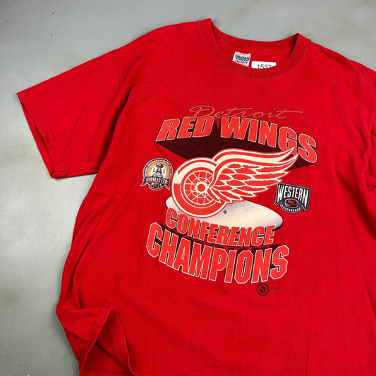 VINTAGE 02' | NHL Detroit Red Wings Champions Hockey T-Shirt sz XL Men Adult