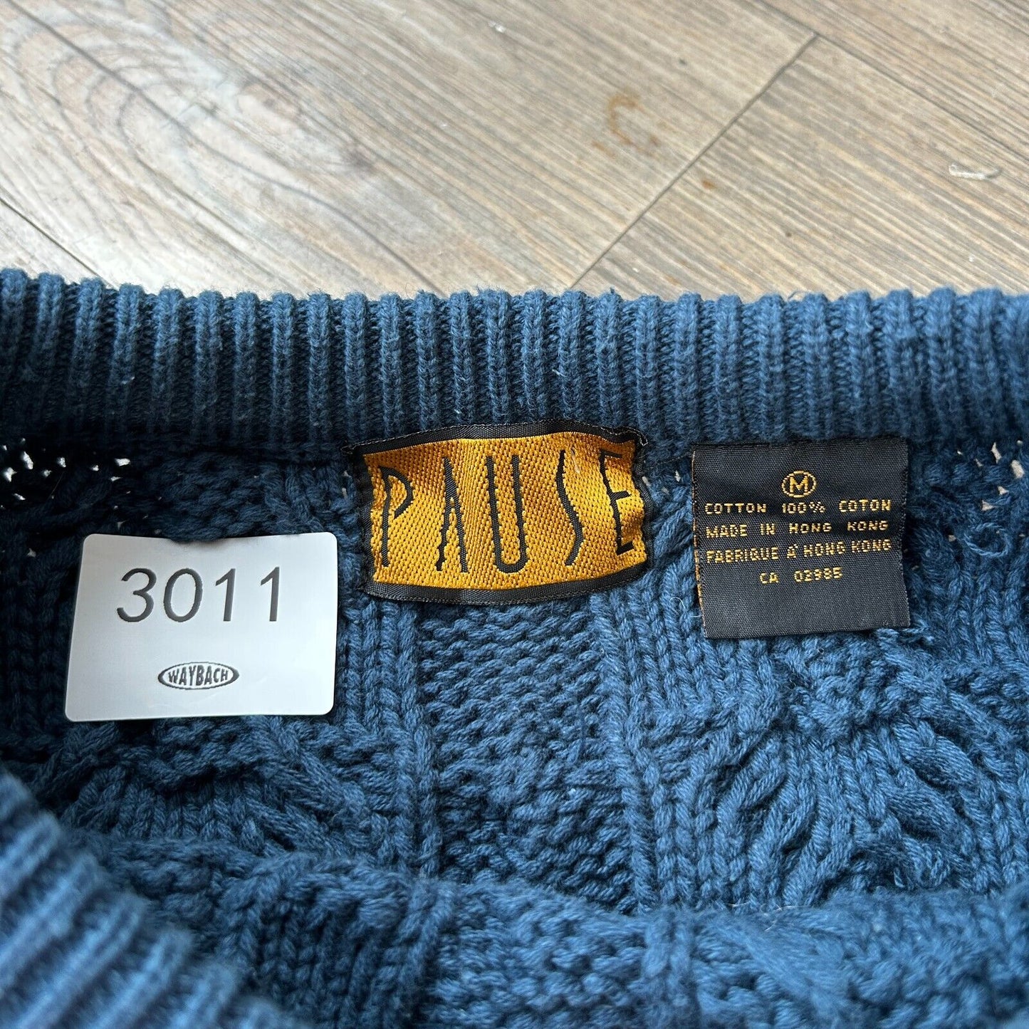 VINTAGE | Pause Blue Cable Knit Crew Sweater sz S-M