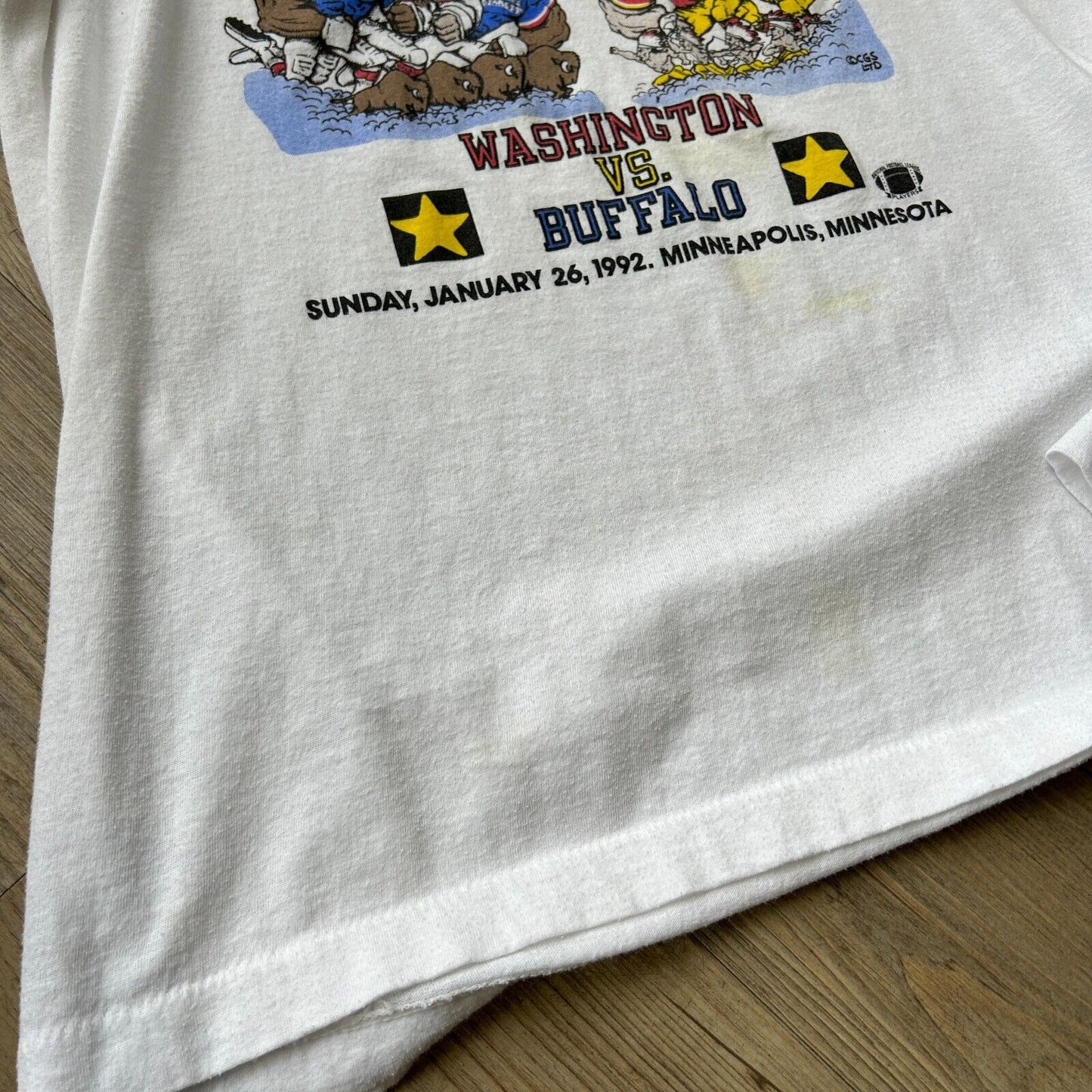 VINTAGE 1992 | Super Stampede Football White T-Shirt sz M Adult