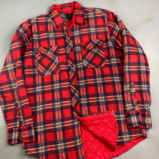 VINTAGE 90s Northwest Plaid Flannel Lined Button Up Shirt sz Large Adult