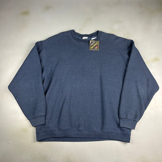 VINTAGE 90s Blank Navy Crewneck Sweater sz XXL Adult