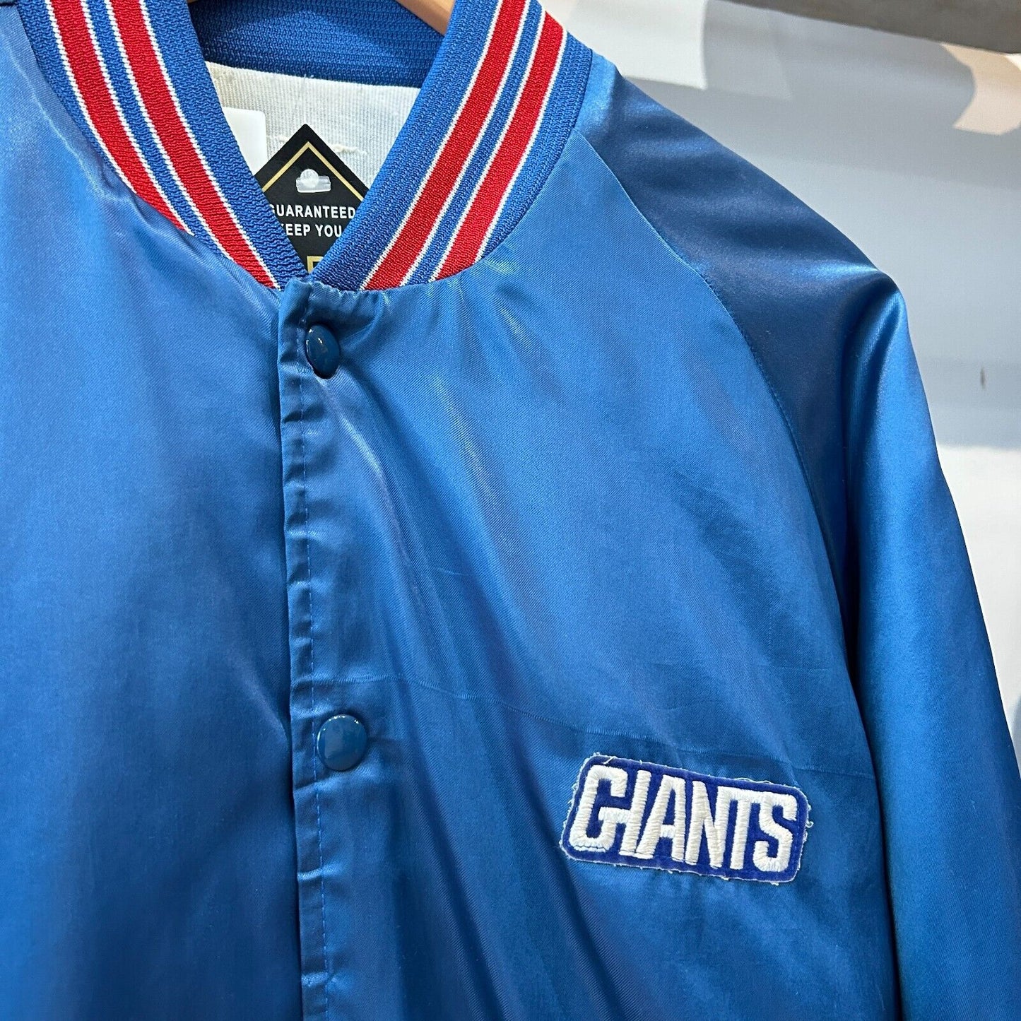 VINTAGE 80s | NY GIANTS NFL Nylon Button Snap Jacket sz M Adult