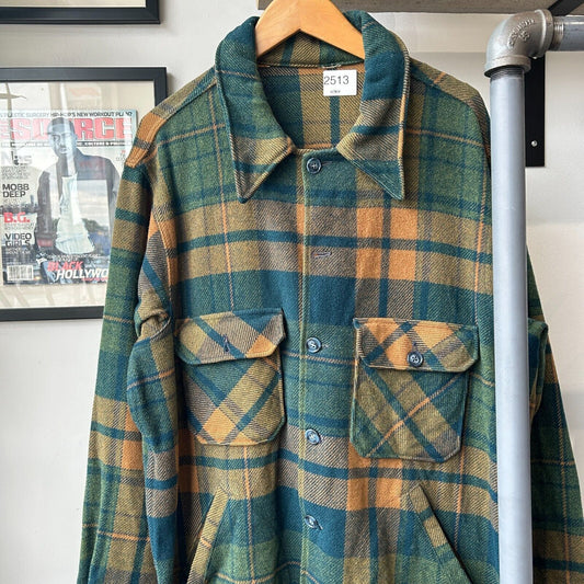 VINTAGE 90s | Earth-tone Heavy Flannel Button Down Shirt Jacket sz XL