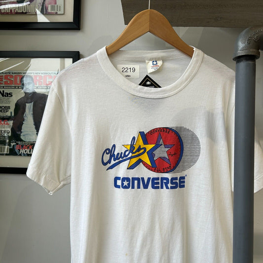 VINTAGE 80s | CONVERSE All Star Chucks Taylor Logo T-Shirt sz S Adult