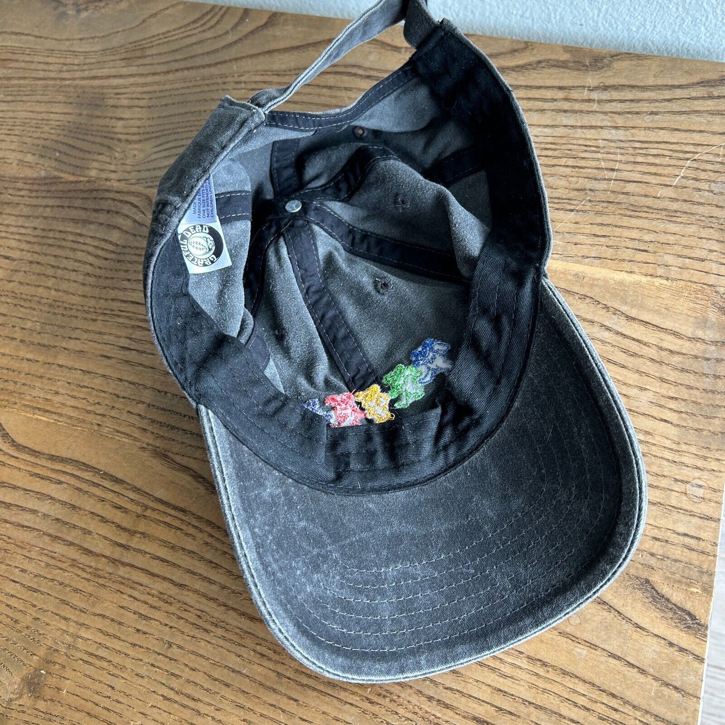 VINTAGE | Grateful Dead Faded Black Strap Back Cap HAT One Size