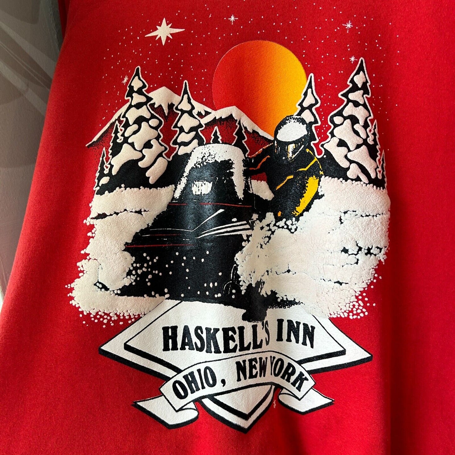 VINTAGE 80s | Haskell's Inn NY Ski Doo Crewneck Sweater sz M/L Adult