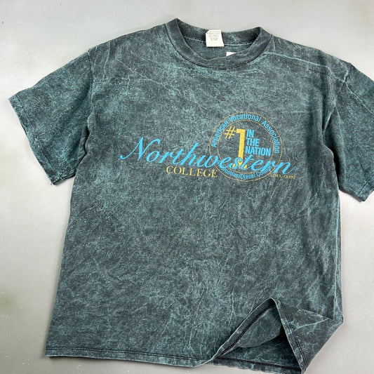 VINTAGE 90s | NorthWestern College Blue Stone Wash T-Shirt sz L Adult