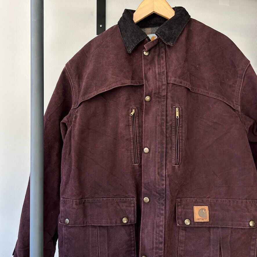 VINTAGE | Carhartt Chore Work Jacket Blanket Lined C10BRG sz L-Reg