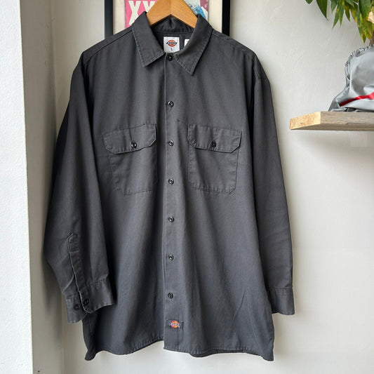 VINTAGE | Dickies Grey Button Down Work Shirt sz L