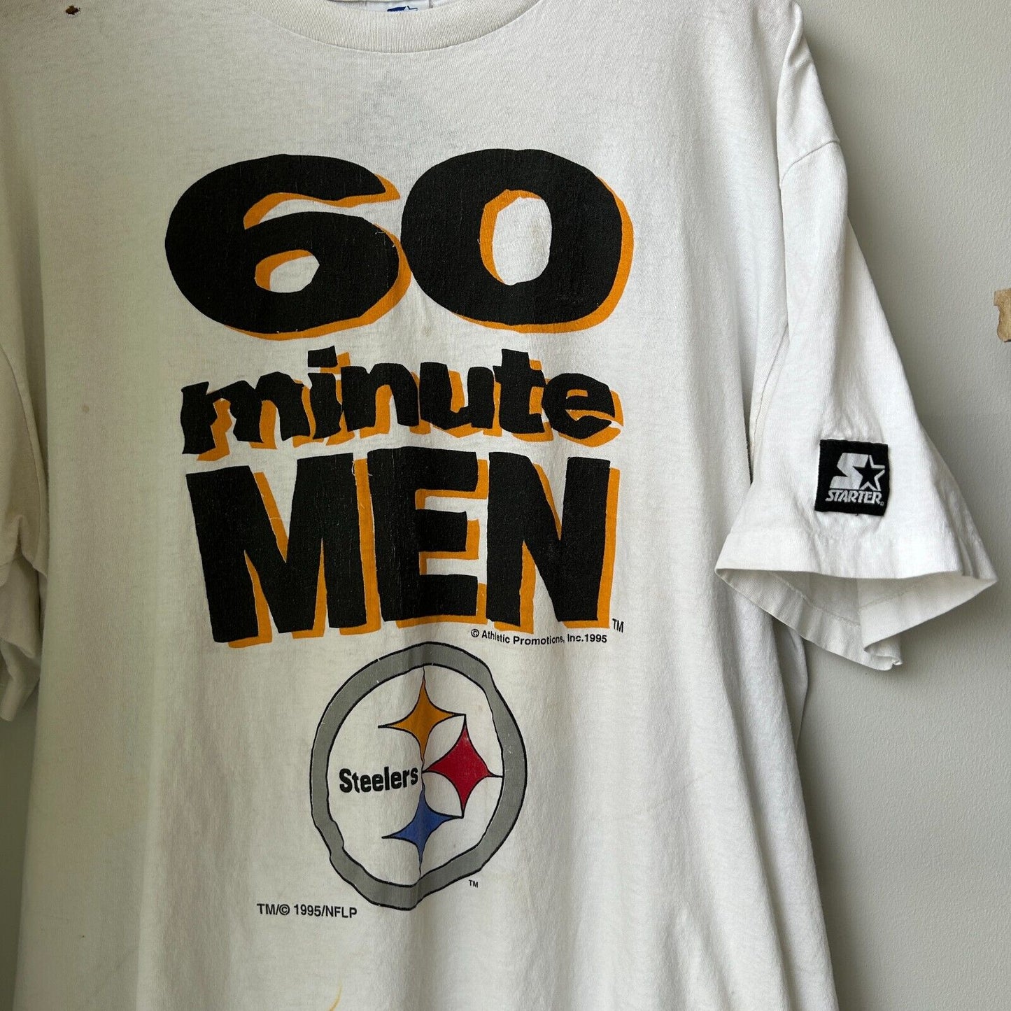 VINTAGE 90s | 60 MIN MEN Pittsburgh Steelers STARTER T-Shirt sz XL Adult