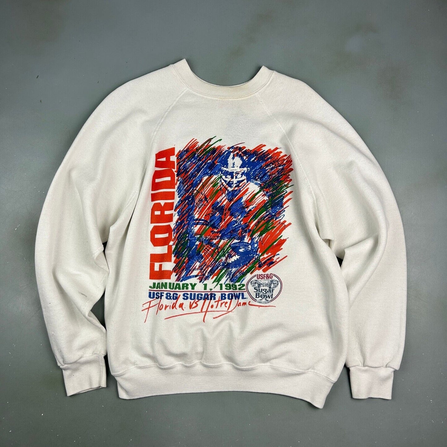 VINTAGE 1992 | Florida Gators Sugar Bowl Football Crewneck Sweater sz M-L Adult