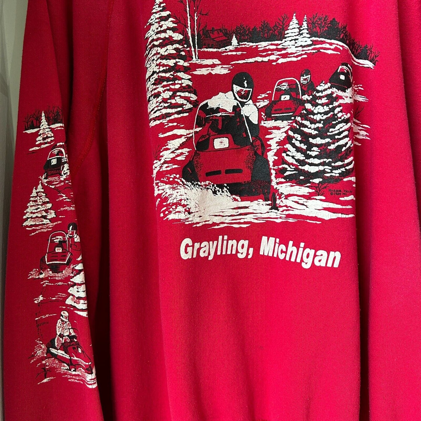 VINTAGE 80s | Grayling Michigan Ski Doo Winter Crewneck Sweater sz XXL Adult