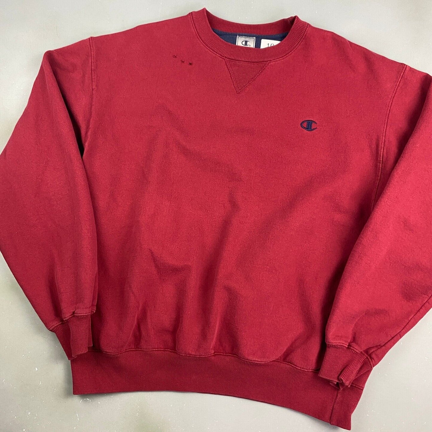 VINTAGE Champion Sm Logo Red Crewneck Sweater sz Large Men Adult