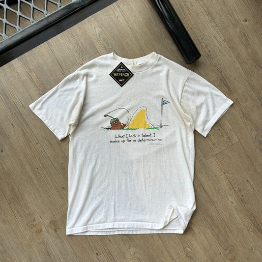 VINTAGE 90s | Golf Illustration White Quote T-Shirt sz L Adult