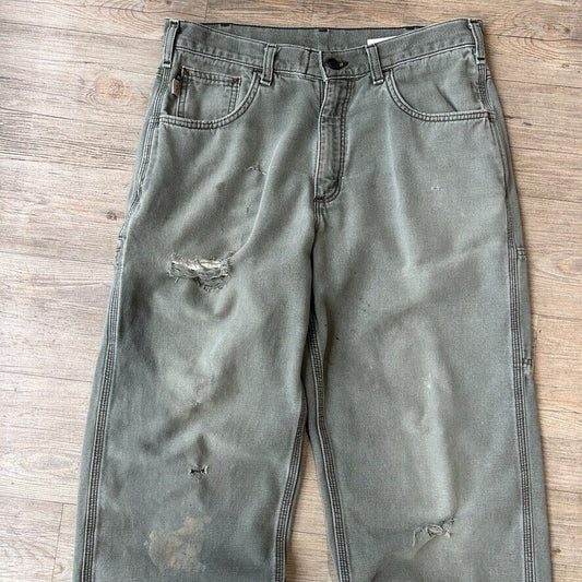 VINTAGE | Carhartt Faded Thrashed Sage Workwear Pants sz W33 L31