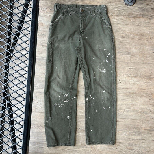 VINTAGE | Carhartt Faded Paint Splatter Sage Workwear Pants sz W33 L34