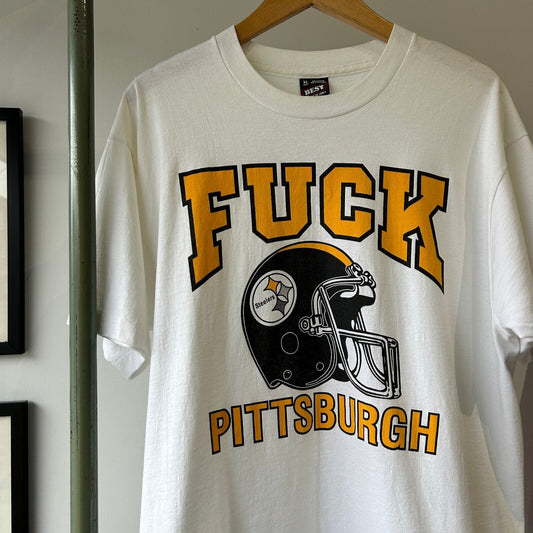 VINTAGE 90s | F PITTSBURGH Football Helmet T-Shirt sz XL Adult