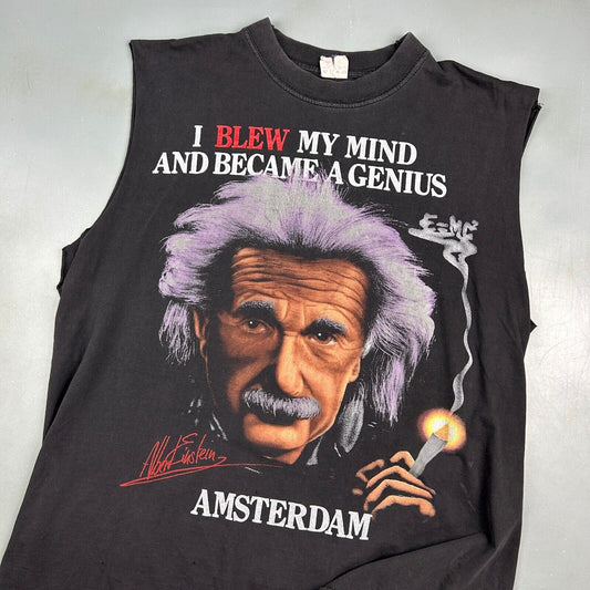 VINTAGE 90s | Albert Einstein Amsterdam Sleeveless T-Shirt sz L Adult