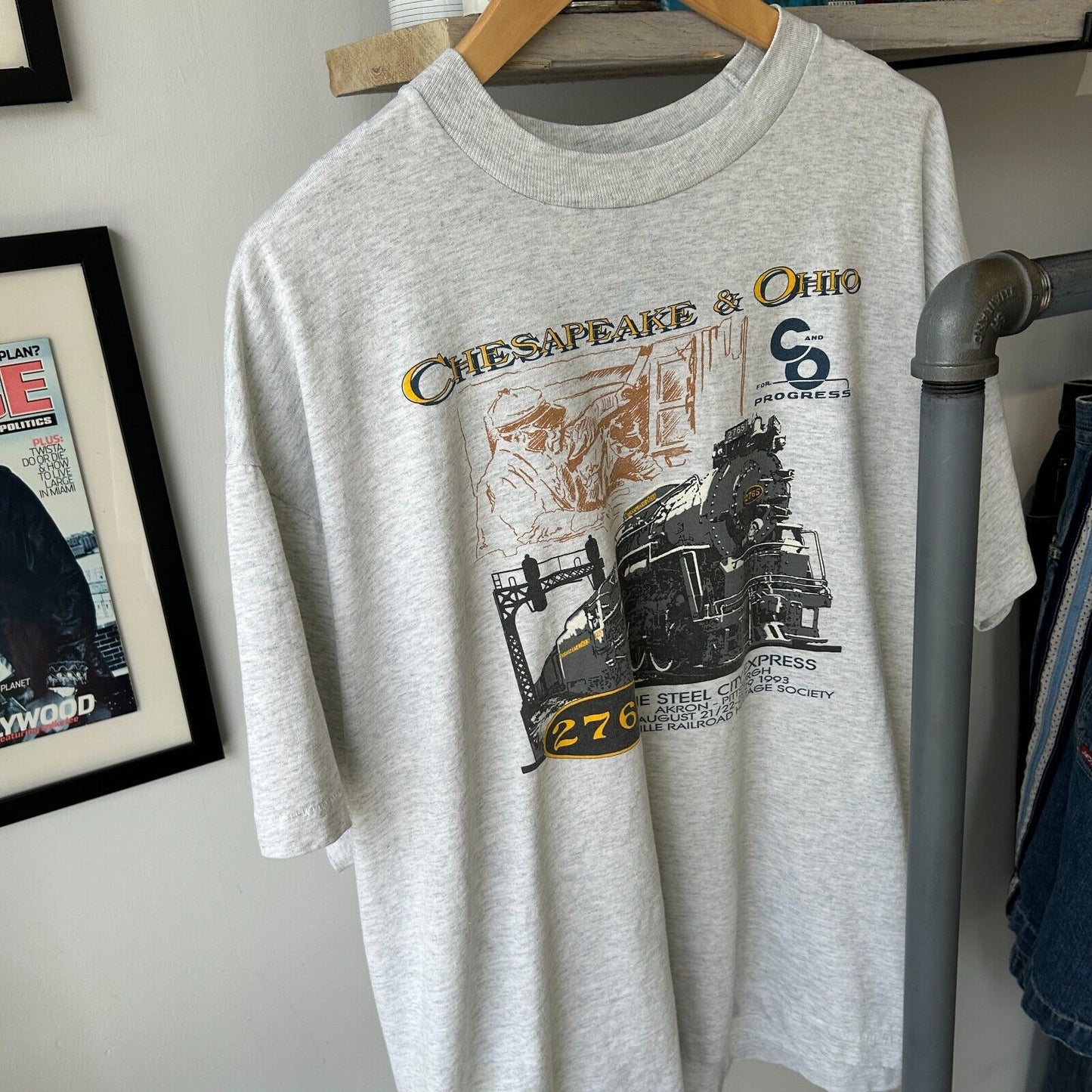 VINTAGE 90s | The Steel City Express Train T-Shirt sz XL Adult