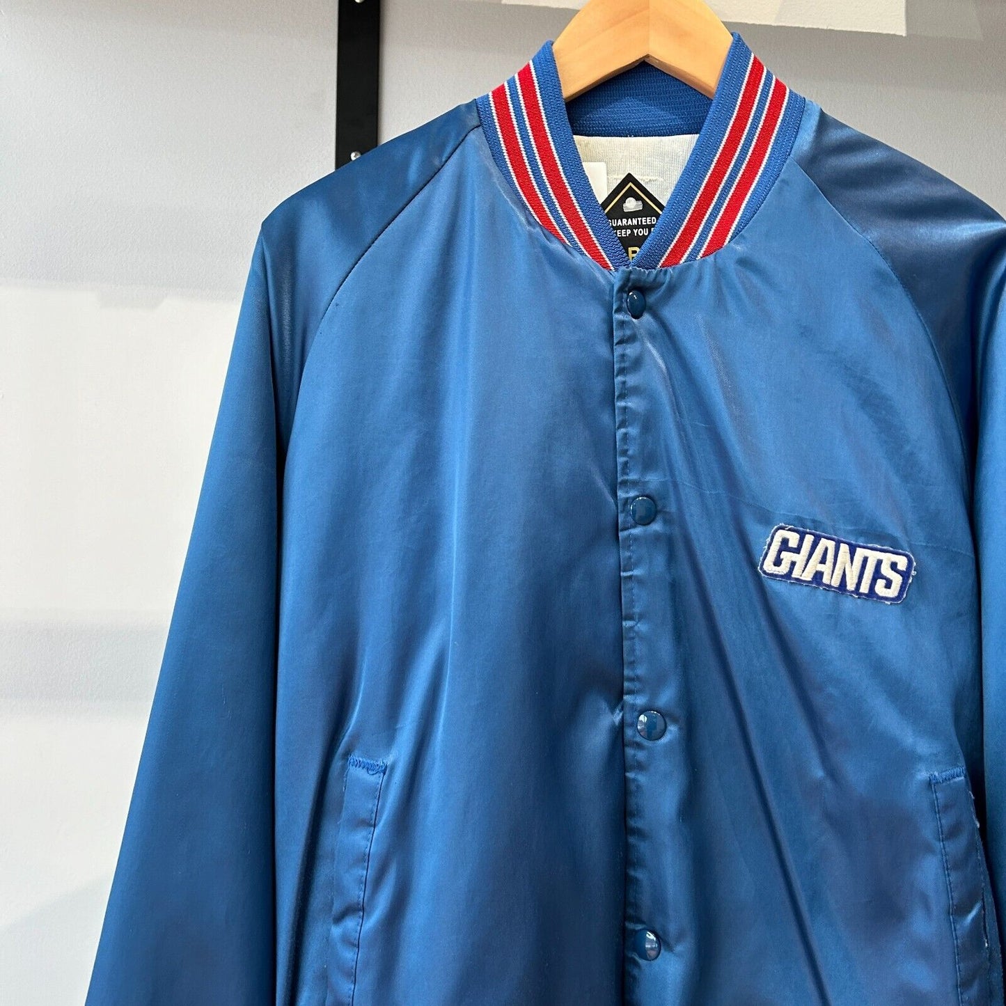 VINTAGE 80s | NY GIANTS NFL Nylon Button Snap Jacket sz M Adult