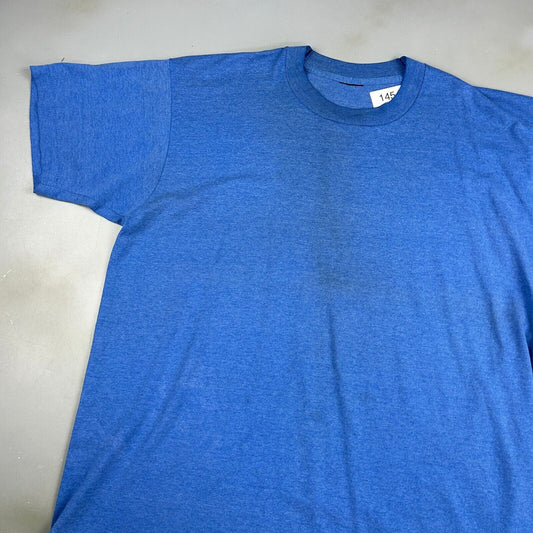 VINTAGE 90s Blank Blue Single Stitch T-Shirt sz Large Adult