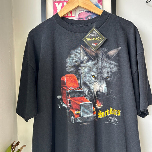 VINTAGE 1992 | Truckers Only 3D Emblem Biker T-Shirt sz XL Adult