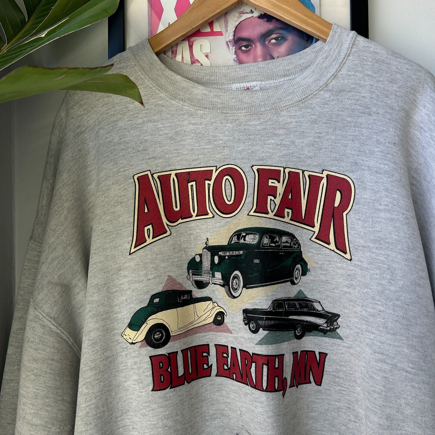 VINTAGE 90s | Auto Fair Blue Earth Crewneck Car Sweater sz XXL Adult