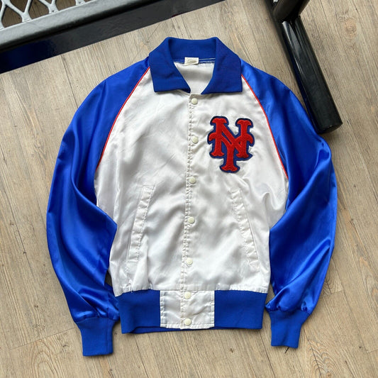 VINTAGE 80s | NY Mets Button Snap Baseball Jacket sz M