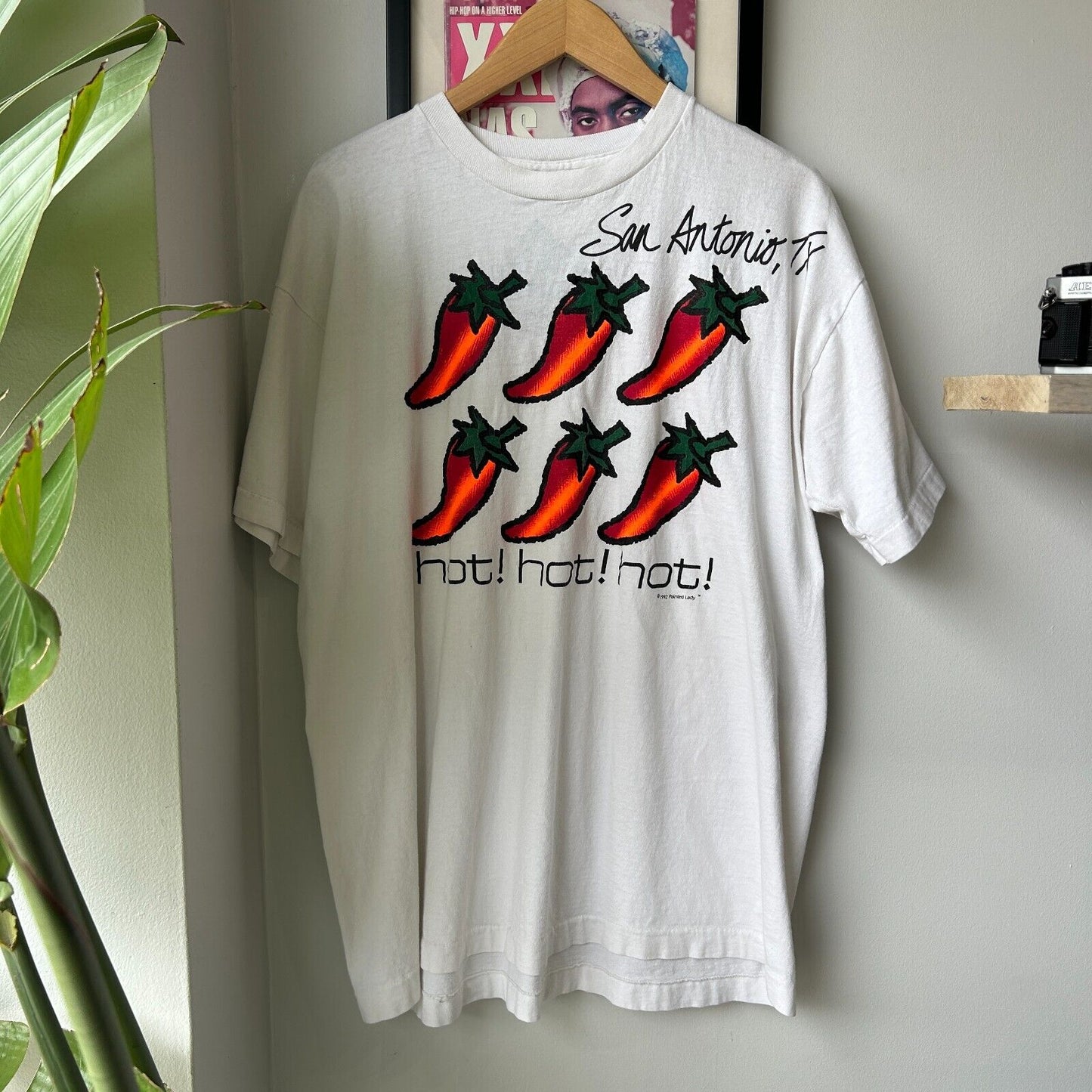 VINTAGE 90s | San Antonio TX Spicy HOT Peppers T-Shirt sz L Adult