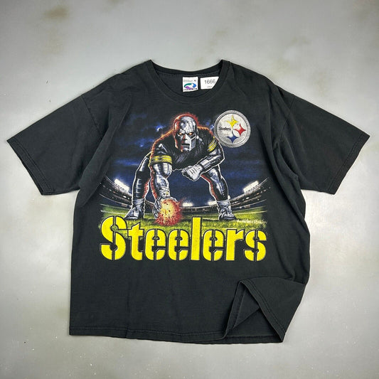 VINTAGE | NFL Pittsburgh Steelers Football Liquid Blue T-Shirt sz XL Adult