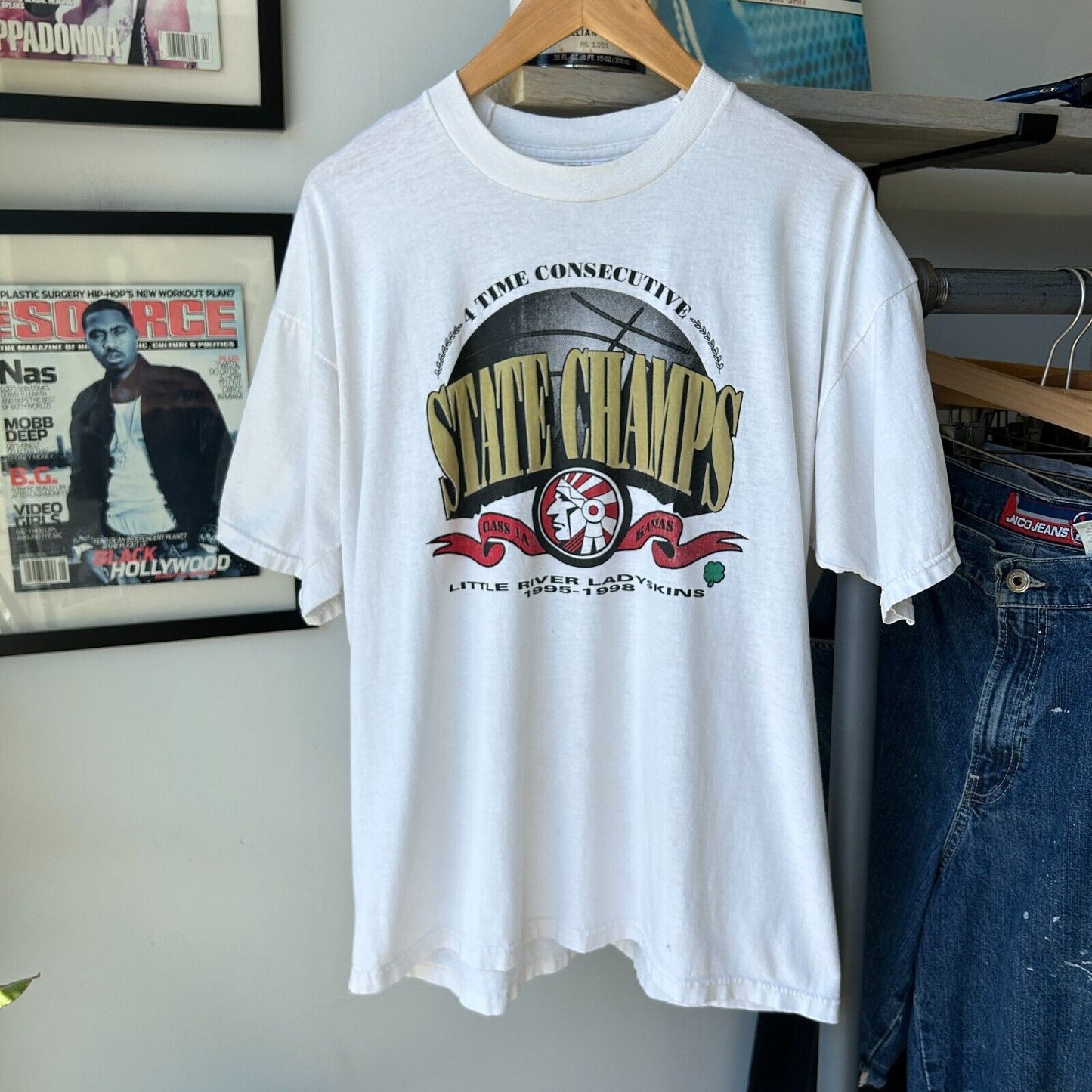 VINTAGE 90s | Little River Lady Skins State Champs T-Shirt sz XL Adult